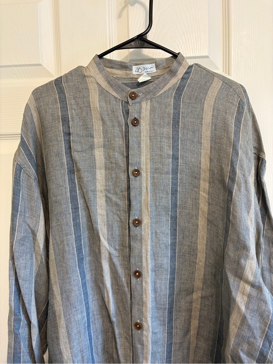 46 West Other - 46 West- Light Blue & Gray Striped Men's Breathable Lightweight Linen Jacket
